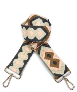 Wide Aztec Tribal Pattern Guitar Strap SS050B TAUPE/CHARCOAL